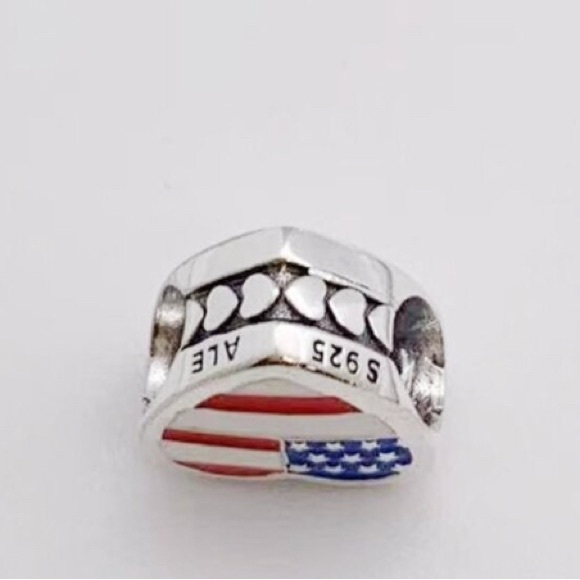 Pandora USA Flag I Love USA Heart Charm NWT - Picture 3 of 5